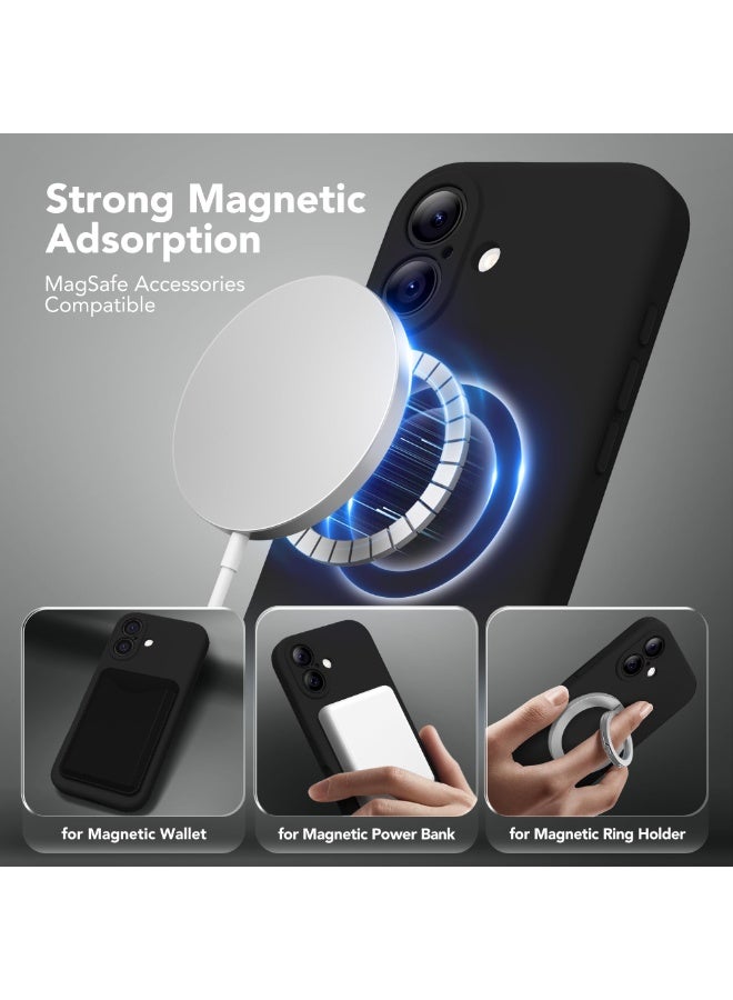 SUYDANBOX Magnetic for iPhone 17 Case, Compatible with MagSafe, [Full Camera Protection][Screen Protector] Silicone Shockproof Protective Phone Case for iPhone 17 6.3", Black - Image 2